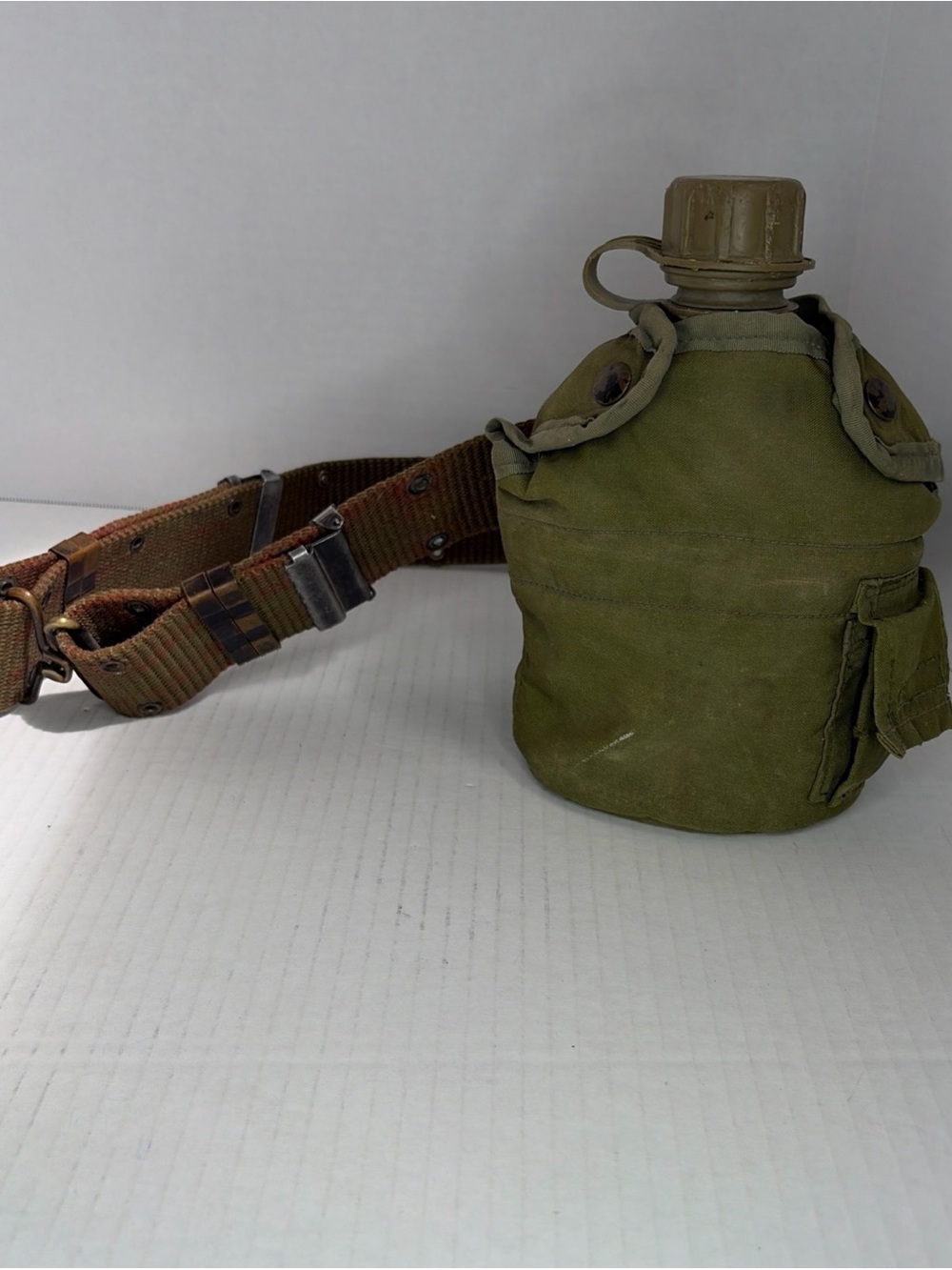 Olive Green Canvas Canteen with Carry Belt